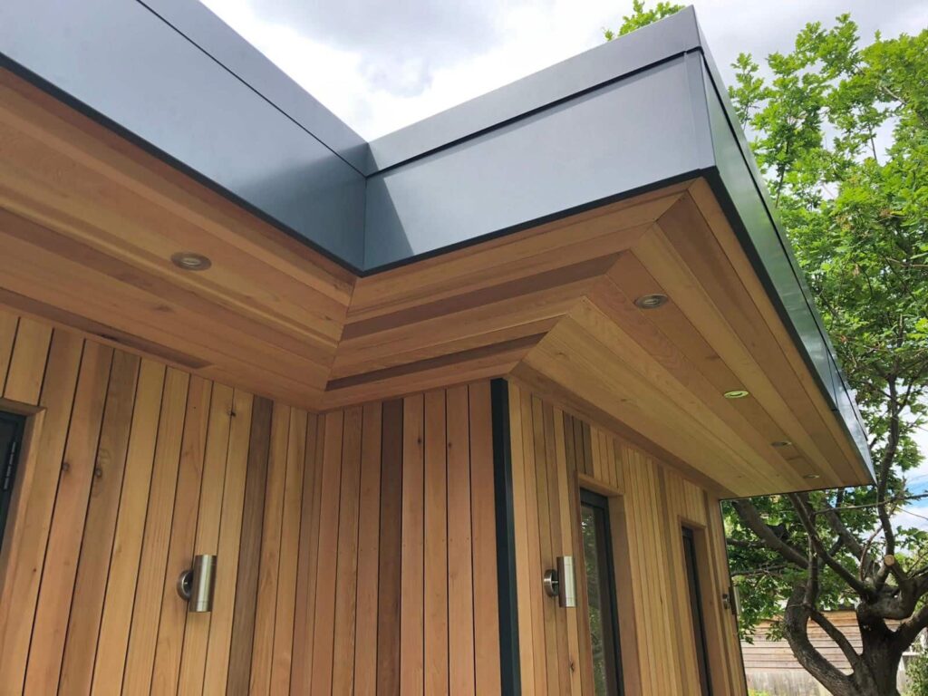 Cedar cladding details in garden room