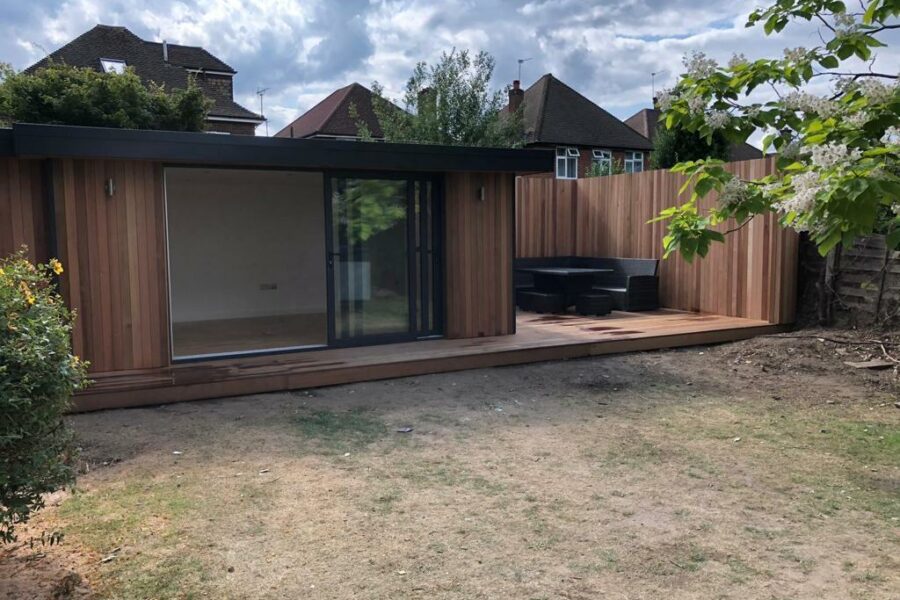 Before garden room installation in Surrey