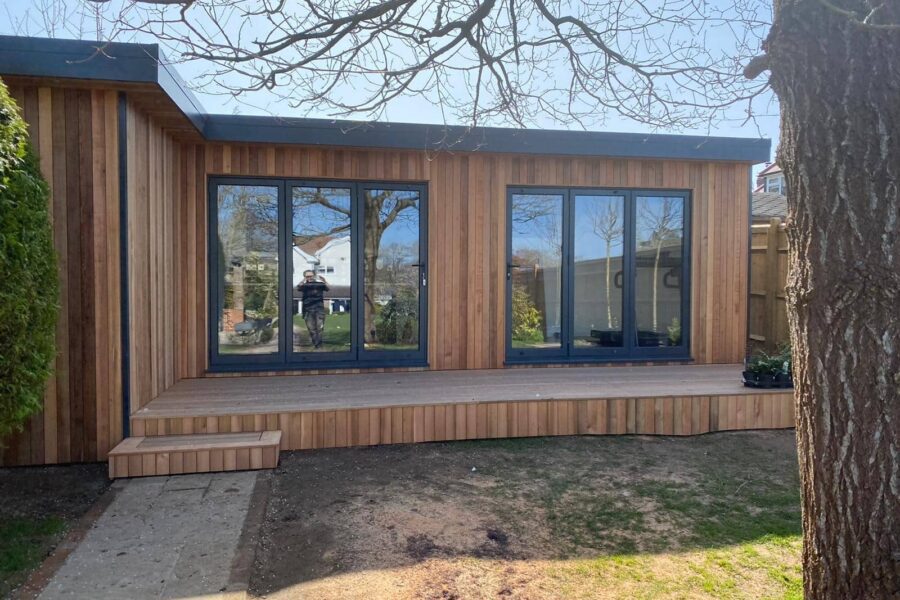 Home cinema and gym garden room with kitchen in Tunbridge Wells